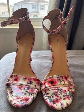 x-appeal Floral Ankle Strap Heels - Pink, Cream